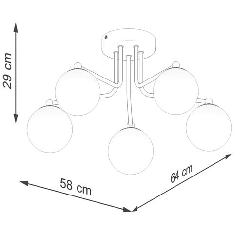 Lampadario Astral 5 Nero Sl. 1663 - Minimalista Lampadario Nero /bianco 29x58x64 Cm - Foto 2