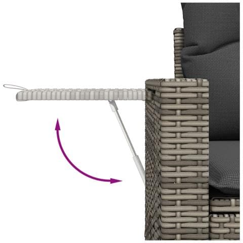 Set Divano Da Giardino 6 Pz Con Cuscini Grigio In Polyrattan - Foto 3