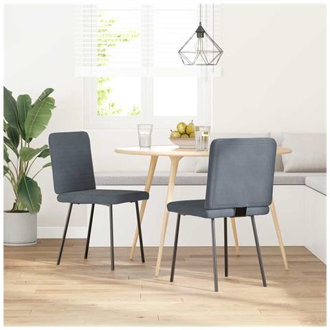 Sedie Da Pranzo 2 Pz Grigio Scuro In Velluto - Foto 2