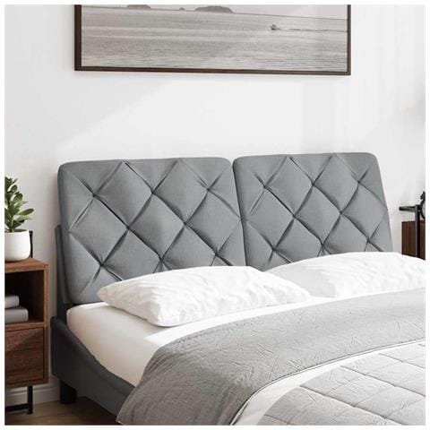 Cuscino Testiera Grigio Chiaro 140 Cm In Tessuto - Foto 2