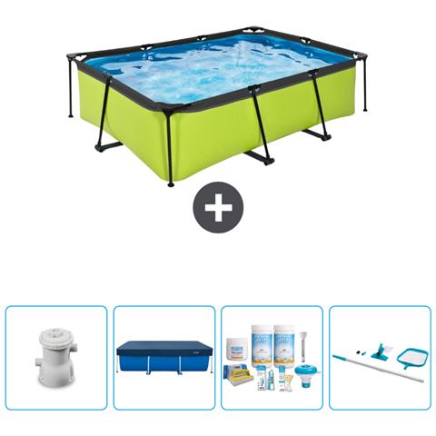 Piscina Fuori Terra - Rettangolo - 220x150x65 Cm - Groen - Include Accessori Coordinati Cb7 - Foto 1