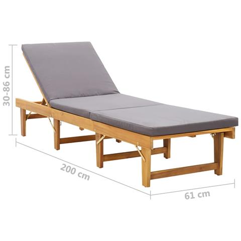 Lettino Prendisole Pieghevole Con Cuscino In Massello Di Acacia - Foto 8