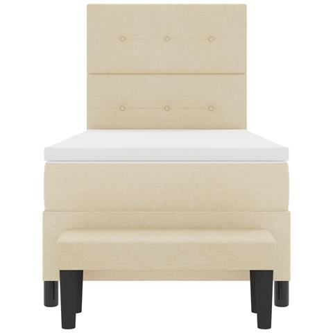 Letto Box Spring con Materasso e Panchina Crema 100x200 cm Tessuto - Foto 9