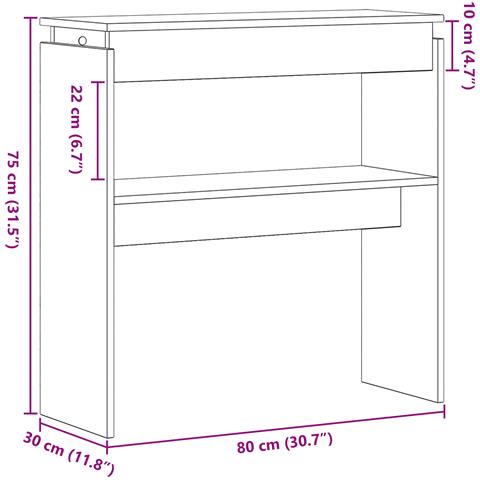 Tavolo Consolle  Nero Rovere 80x30x80 cm in Legno Ingegnerizzato - Foto 9
