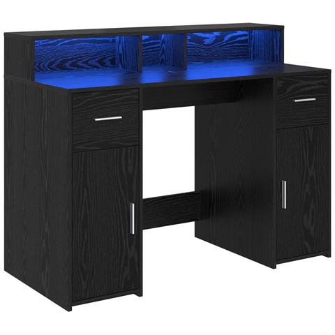 Scrivania Rovere Nero 120x55x91 cm Legno Ingegnerizzato - Foto 1