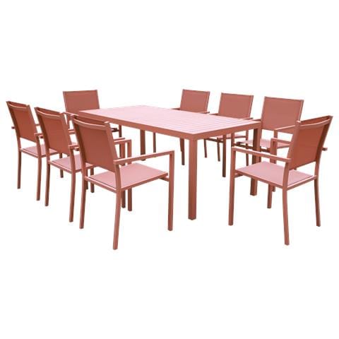 Set Di Mobili Da Giardino Bari In Textilene Terracotta 8 Posti - Alluminio Terracotta - Foto 1