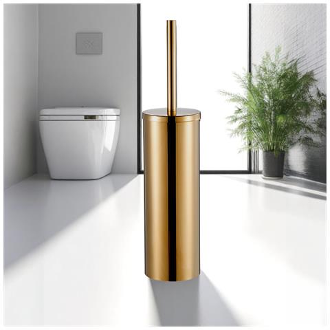Spazzola Wc Autoportante In Acciaio Inox Spazzolato Oro - Foto 2
