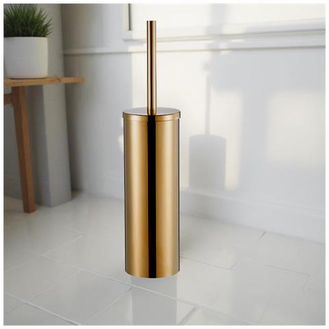 Spazzola Wc Autoportante In Acciaio Inox Spazzolato Oro - Foto 6