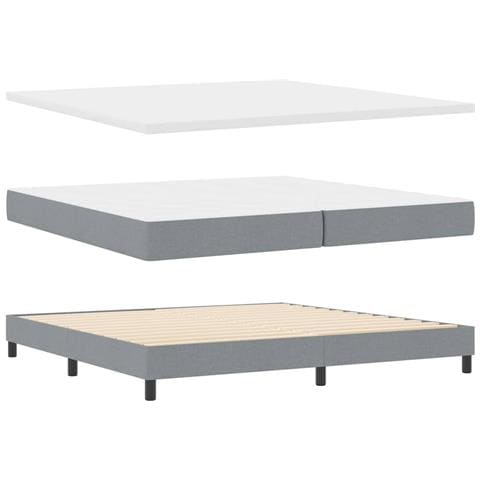 Letto box spring con materasso Grigio chiaro 200 x 200 cm - Foto 1