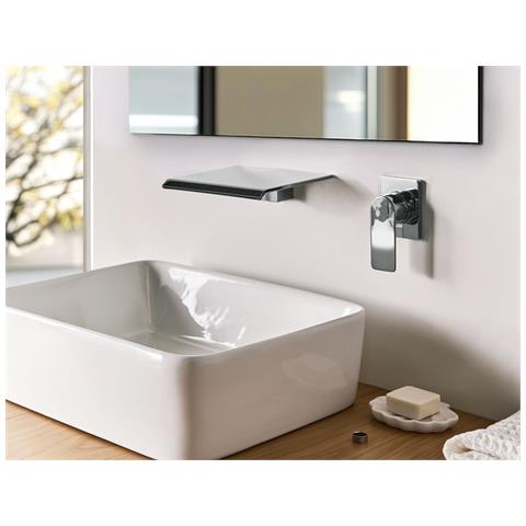 Rubinetto Miscelatore Da Parete Per Lavabo Aponwao Ottone Argento - Foto 1