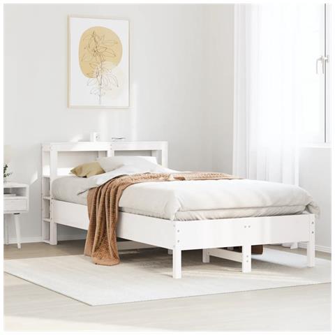 Letto senza Materasso Bianco 120x190 cm Legno Massello di Pino - Foto 2