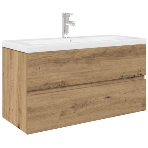 Mobile Bagno con Lavabo Integrato&Rubinetto Rovere Artigianale - Foto 1