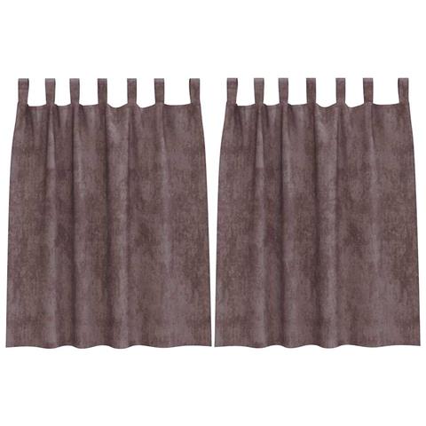 Tenda con tende 2 pcs Marrone 140 x 140 cm Velluto - Foto 1