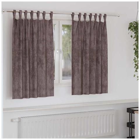 Tenda con tende 2 pcs Marrone 140 x 140 cm Velluto - Foto 2