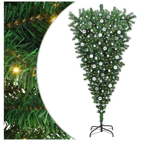 Albero di Natale artificiale pre-illuminato capovolto con set di palline - Foto 1