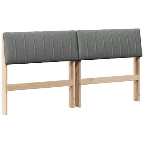 Testiera imbottita Grigio scuro 150 cm Pino massello - Foto 1