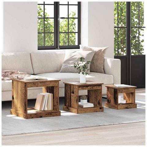 Tavolino da salotto 3 pcs Legno vecchio Legno multistrato - Foto 2