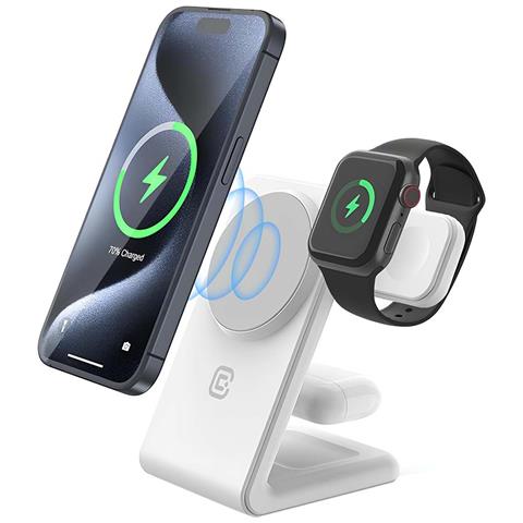 Caricatore Wireless 3-in-1 Per Iphone / Apple Watch / Airpods Modello Magspot, Bianco - Foto 2