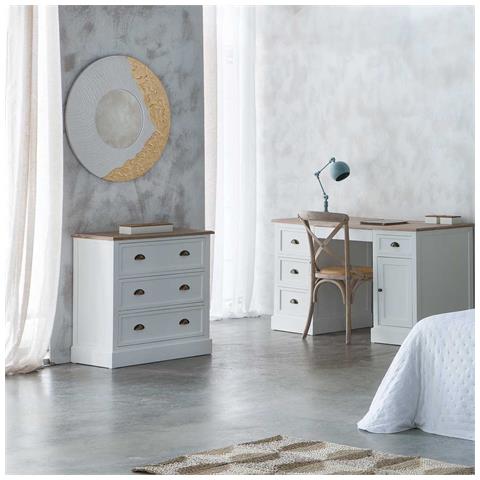 Specchio Rotondo In Legno Con Rilievo Bianco D80x2h - Foto 2