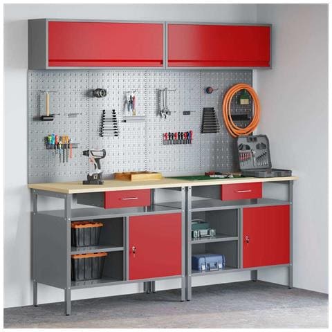 Set banco da lavoro con cassetto 8 pcs Rosso e Grigio - Foto 2