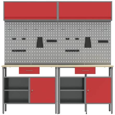 Set banco da lavoro con cassetto 8 pcs Rosso e Grigio - Foto 8