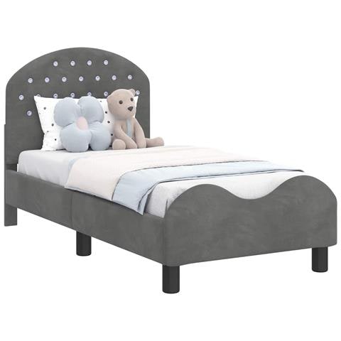 Struttura letto per bambini con testata Grigio scuro Velluto - Foto 1