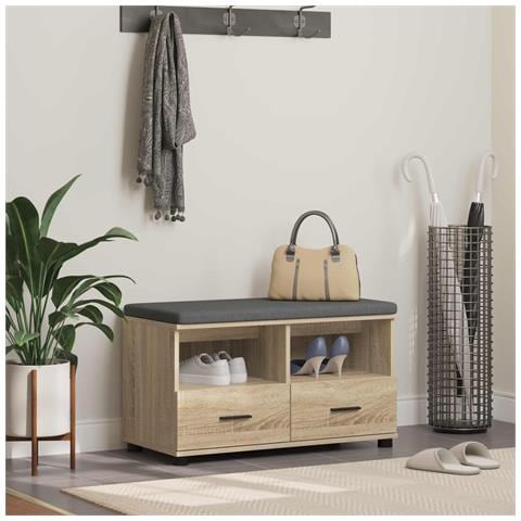 Panca per ingresso con cuscino Rovere Sonoma 80 x 38 x 46 cm - Foto 2