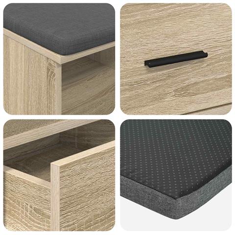 Panca per ingresso con cuscino Rovere Sonoma 80 x 38 x 46 cm - Foto 9