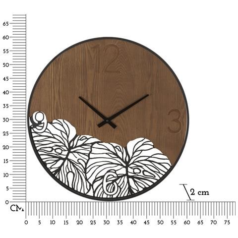 Orologio Da Parete Wood Leaf In Legno E Ferro Con Decoro Foglia - Foto 6