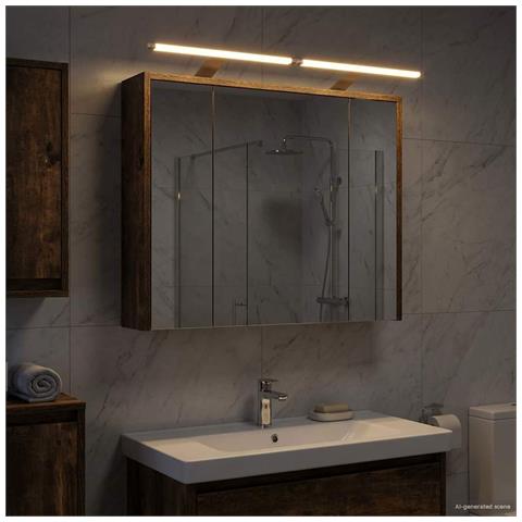 Mobiletto per specchio da bagno Rovere fumé 73,5 x 16 x 62,5 cm - Foto 2