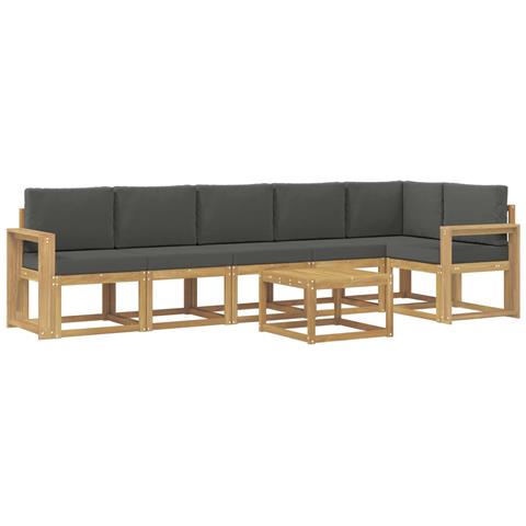 Set di divani da esterno 7 pcs Bianco e Antracite Poliestere - Foto 1