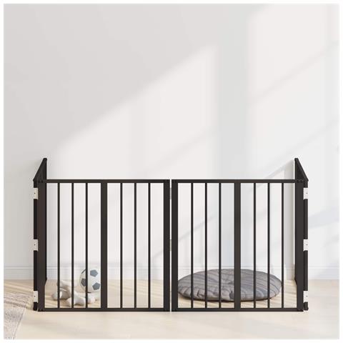 Cancello per cani 4 pcs Nero 60 x 60 cm Acciaio zincato - Foto 2