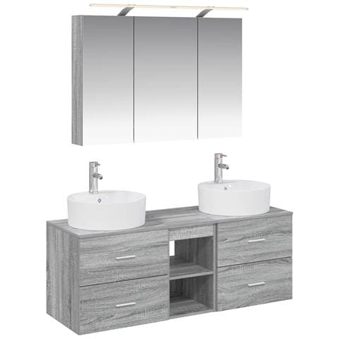 Set di mobili per il bagno 4 pcs Sonoma grigio - Foto 1