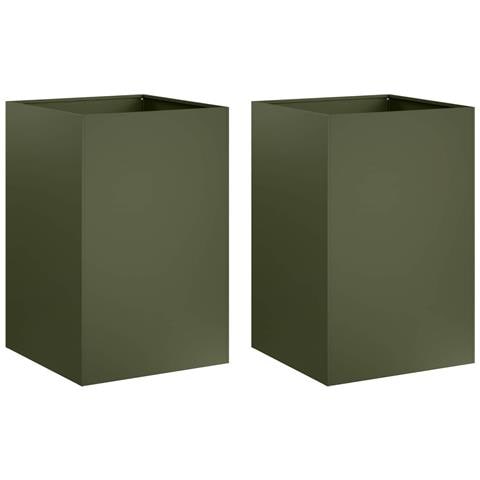 Vaso da giardino 2 pz Verde Oliva 40 x 40 x 75 cm - Foto 1