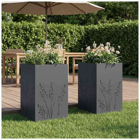 Vaso da giardino 2 pz Antracite 50 x 50 x 75 cm - Foto 2