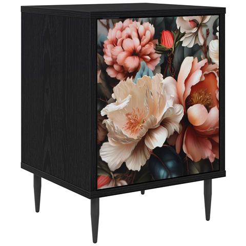 Armadio da Notte BORNE Rovere Nero 36 x 33 x 51 cm - Foto 1