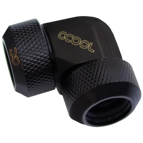 Eiszapfen 13mm Hardtube Compression Fitting 90° L-connector For Plexi- Brass Tubes (rigid Or Hard Tubes) - Knurled - Deep Black - Foto 1