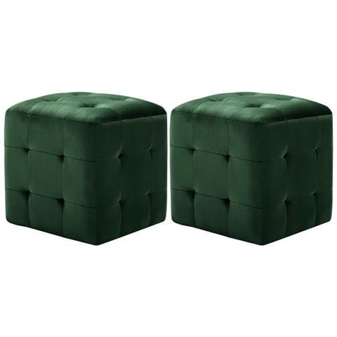 Comodini 2 Pz Verde 30x30x30 Cm In Tessuto Vellutato - Foto 1
