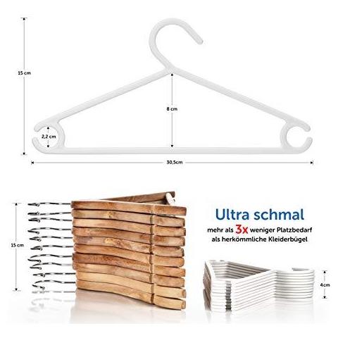 Laloona 22 Appendini Confezione Per Bambini - Tubolare Ultra Sottile Per Bambini Appendiabiti Per Baby Toddler Clothes - Bianco - Foto 2