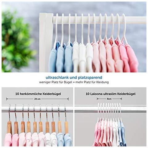 Laloona 22 Appendini Confezione Per Bambini - Tubolare Ultra Sottile Per Bambini Appendiabiti Per Baby Toddler Clothes - Bianco - Foto 4