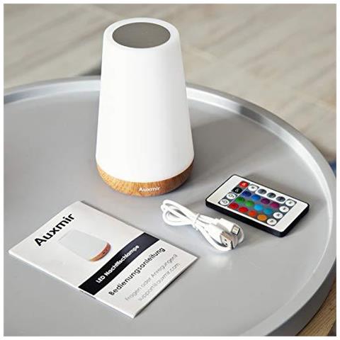 Comodino Lampada Luce Di Notte Di Tocco Led Usb Ricaricabile Telecomando Dimmable Muti-colori Lampada Portatile Per Camera Soggiorno Camping Kids Baby Base In Legno - Foto 2