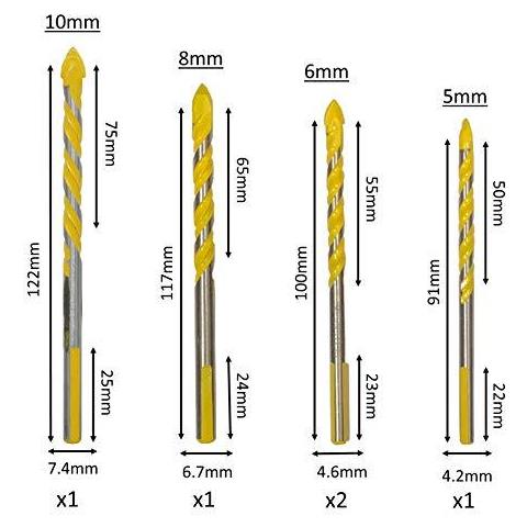 Sctba5 Multi-material Tile Drill Bit Impostati Per Ceramica Marmo Granito Con Porcellana Resistente Storage Box - Foto 2