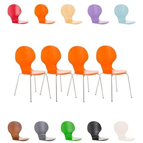 Set 4 Sedie Impilabili Diego In Legno Robusto | Sedia Attesa Telaio In Metallo | Sedia Ergonomica E Facile Da Pulire | Sedia Conferenza | Sedia Design Classico Per Riunioni O Sale Arancione - Foto 1