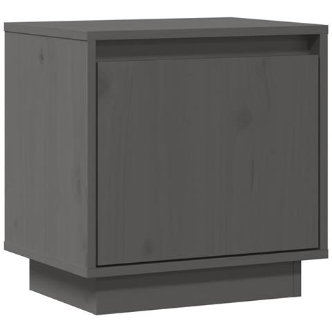 Comodino Grigio 40x30x40 Cm In Legno Massello Di Pino - Foto 1