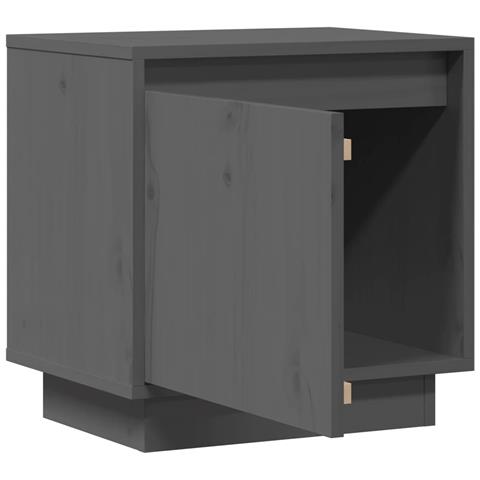 Comodino Grigio 40x30x40 Cm In Legno Massello Di Pino - Foto 10