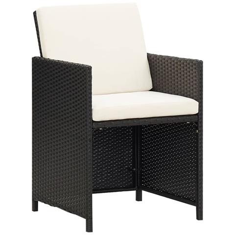 Set Da Pranzo Per Giardino 15 Pz Con Cuscini In Polyrattan Nero - Foto 2