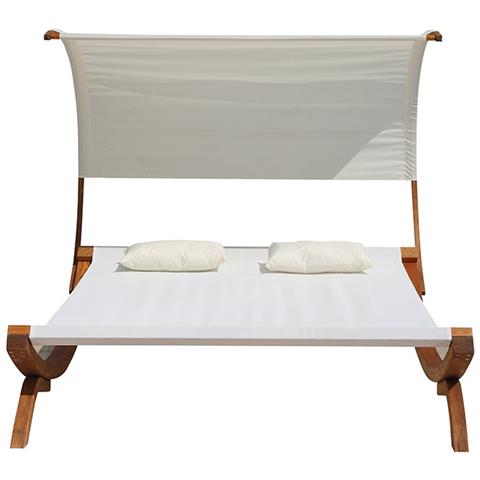 Amaca Con Soporte In Legno E Textilene Ecru 195 X 180 Cm Bora - Foto 5