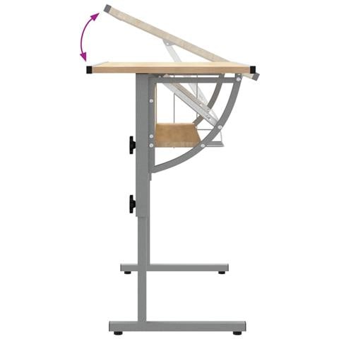 Scrivania Sonoma E Grigio 110x53x (58-87) Cm Multistrato Acciaio - Foto 2