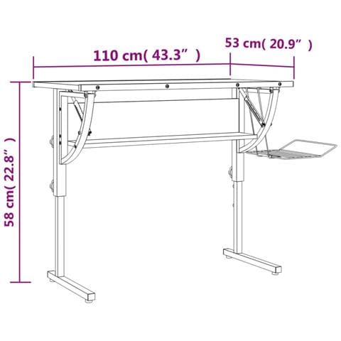 Scrivania Sonoma E Grigio 110x53x (58-87) Cm Multistrato Acciaio - Foto 7