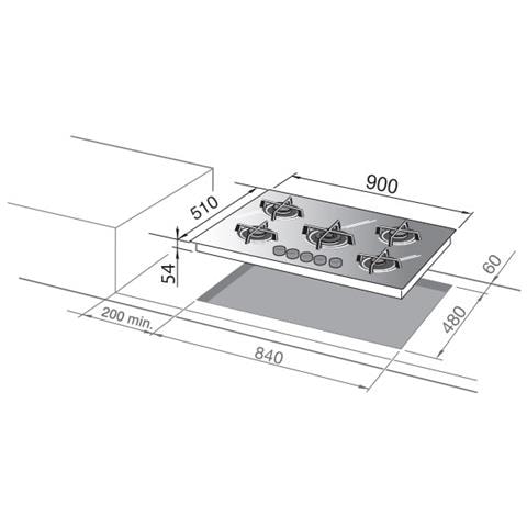 Piano Cottura NSL 590 NC a Gas 5 Fuochi Colore Nero - Foto 2